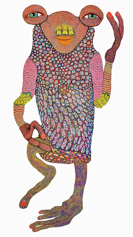 Bild 1: Sargon, Posca Marker auf PVC, 221 x 95 cm, 2023.