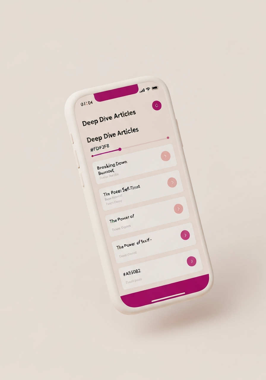 Illustration of the Deep Dive Articles feature in the Youiee app